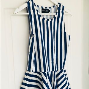 Blue & White Stripe Stretch Mini Dress